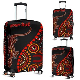 Aboriginal Personalised Luggage Covers Aboriginal Lizard With Dot Painting Patterns