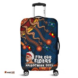 Australia For Our Elders Naidoc Week Snake Aboriginal Painting With Flag (Blue) Luggage Cover
