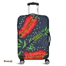 Australia Flowers Aboriginal Red Bottle Brush Tree Depicted In Aboriginal Style Luggage Cover