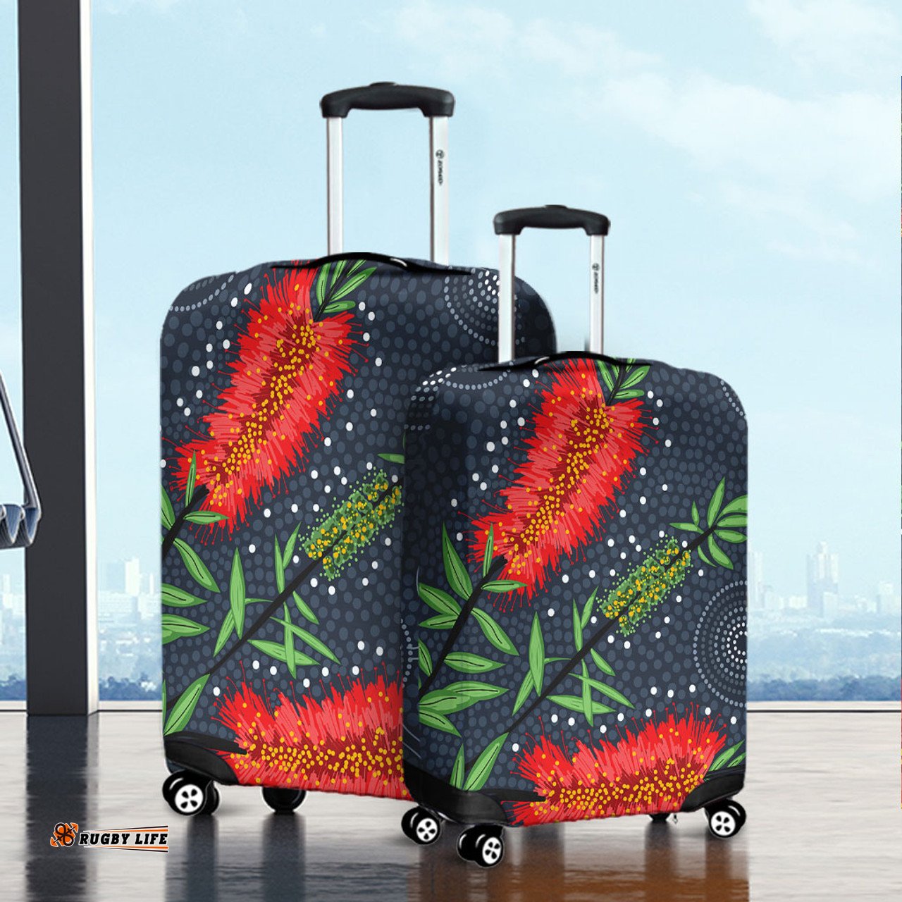 Australia Flowers Aboriginal Red Bottle Brush Tree Depicted In Aboriginal Style Luggage Cover