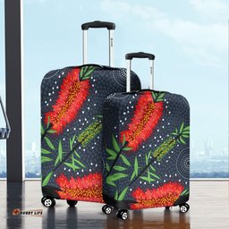 Australia Flowers Aboriginal Red Bottle Brush Tree Depicted In Aboriginal Style Luggage Cover