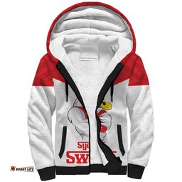 AFL Sydney Custom Sherpa Hoodie with Swans Mascot Simple Style