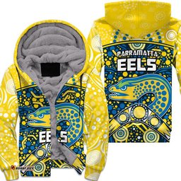 Parramatta Eels Rugby Sherpa Hoodie Boomerang Indigenous Dots