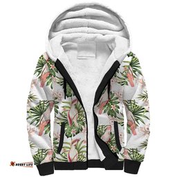 Australia Pink Cockatoo Sherpa Hoodie Aussie Orchids - Seamless Pattern