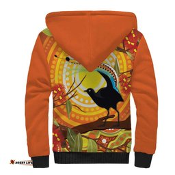 Australia Superb Lyrebird Sherpa Hoodie Aboriginal Art