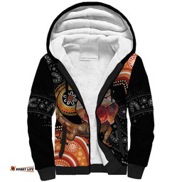 Personalised Australia Frilled Lizard Sherpa Hoodie Aboriginal Art