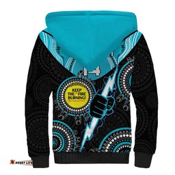 Custom AFL Power NAIDOC Week Sherpa Hoodie Keep The Fire Burning Indigenous Art