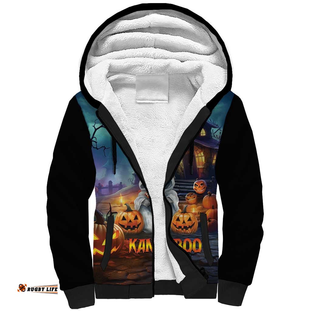 Happy Kangaboo Sherpa Hoodie Kangaroo and Halloween Haunted House