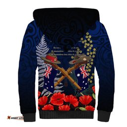 Anzac Day Aussie Mix Maori In Memories Sherpa Hoodie