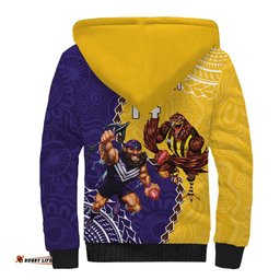 Custom Dockers And Hawks Football Sherpa Hoodie Aboriginal Mix Polynesian Pattern