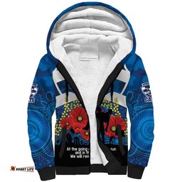 Custom Geelong Football ANZAC Sherpa Hoodie Gallipoli Camouflage With Poppies