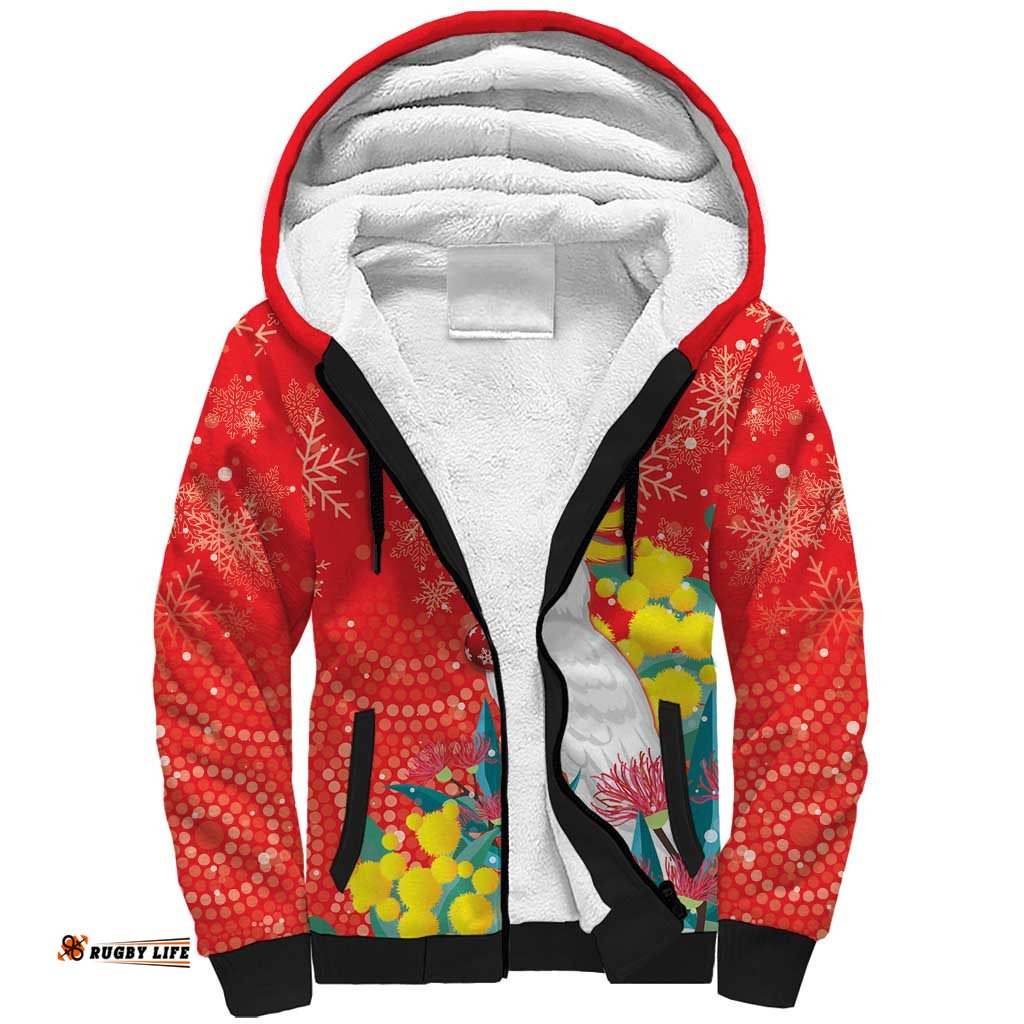 Sulphur-crested Cockatoo Christmas Sherpa Hoodie Australia Gumtree With Golden Wattle