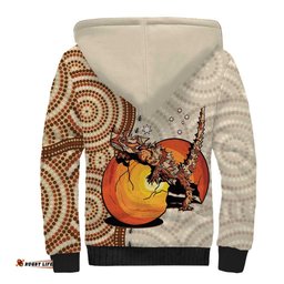 Thorny Devil Australia Sherpa Hoodie Baby Moloch Horridus With Ants - Aboriginal Art