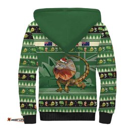 Aussie Frilled Lizard Sherpa Hoodie Merry Christmas
