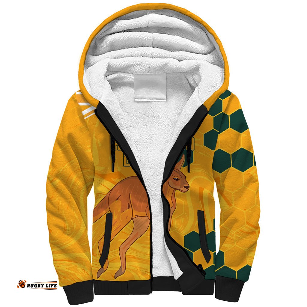 Custom Australia Day Soccer Socceroos Sherpa Hoodie We Are One And Free