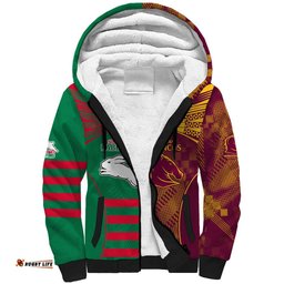 Custom NRL Rabbitohs and Broncos Sherpa Hoodie Sporty Style