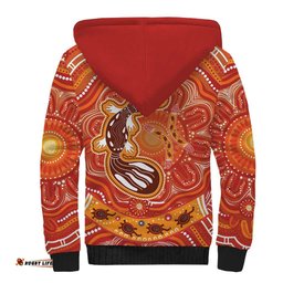 Aboriginal Goanna Art Sherpa Hoodie Native Australian Animals