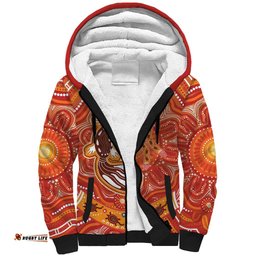 Aboriginal Goanna Art Sherpa Hoodie Native Australian Animals