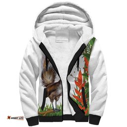 Australia Superb Lyrebird Sherpa Hoodie Aussie Map - Rainforest Vibes