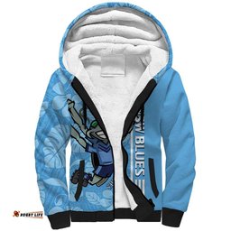 Custom NSW Blues Rugby Sherpa Hoodie Cockroaches Polynesian Pattern Tropical Vibes