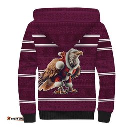 NRL Manly Warringah Christmas Personalised Sherpa Hoodie with Sea Eagles Mascot