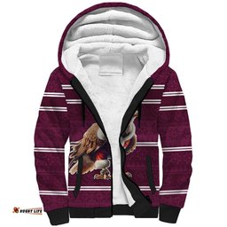 NRL Manly Warringah Christmas Personalised Sherpa Hoodie with Sea Eagles Mascot