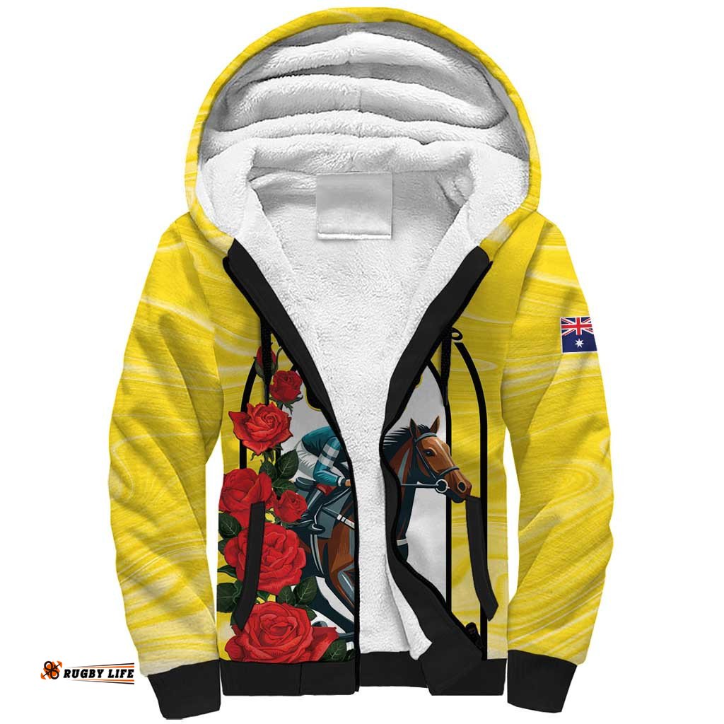 Personalised Melbourne Horse Racing Sherpa Hoodie The Race That Stops The Nation