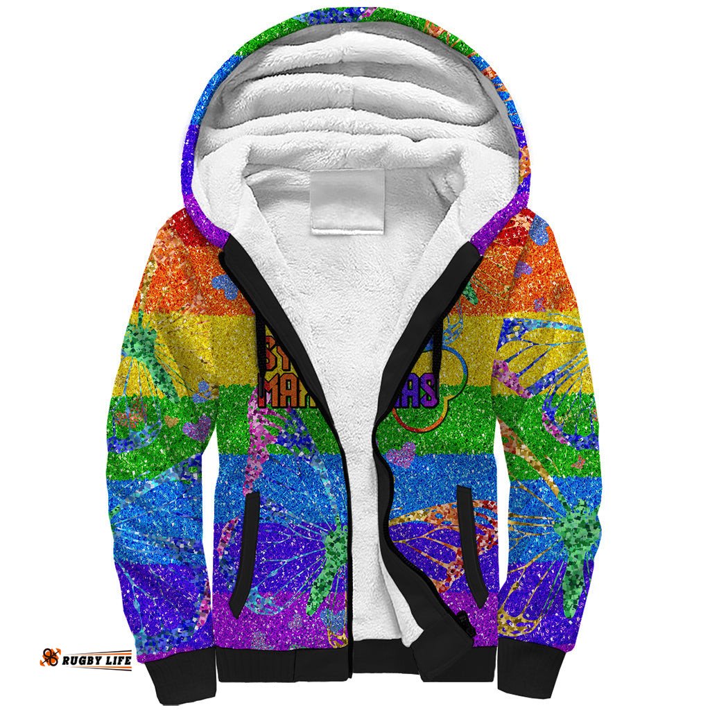 Sydney Mardi Gras Sherpa Hoodie Pride Rainbow Glitter Colorful Style