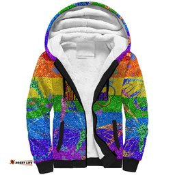 Sydney Mardi Gras Sherpa Hoodie Pride Rainbow Glitter Colorful Style