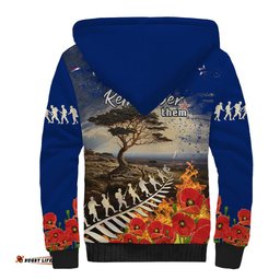 New Zealand ANZAC Day Sherpa Hoodie The Lonesome Pine With Soldier Fern