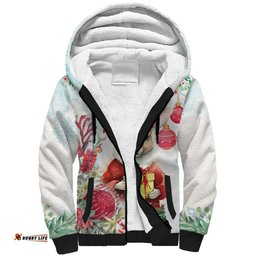 Australia Christmas Sherpa Hoodie Kangaroo Santa With Aussie Flower - Watercolor