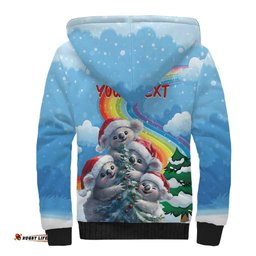 Personalised Australia Koala Christmas Sherpa Hoodie Santa Claus Ho Ho Ho