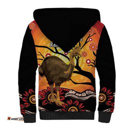 Keeper Of The Rainforest Cassowary Sherpa Hoodie Aboriginal Art