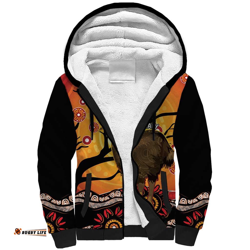 Keeper Of The Rainforest Cassowary Sherpa Hoodie Aboriginal Art