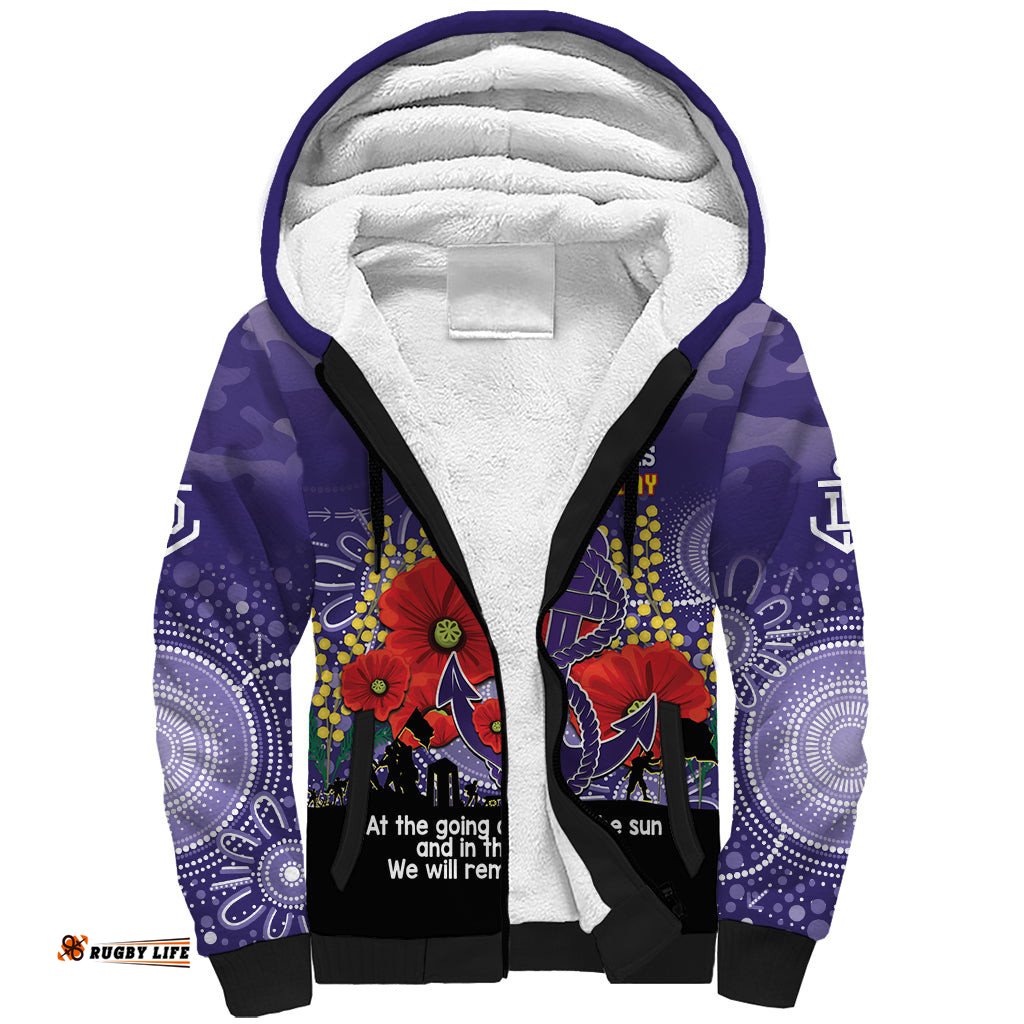 Custom Dockers Football ANZAC Sherpa Hoodie Gallipoli Camouflage With Poppies