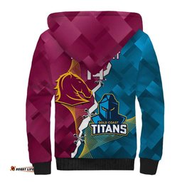 Custom Broncos And Titans Rugby 2024 Sherpa Hoodie Dynamic Style