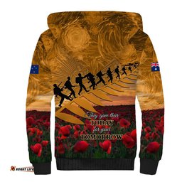 ANZAC Day 2024 Sherpa Hoodie Silver Fern With A Trumpet Soldier