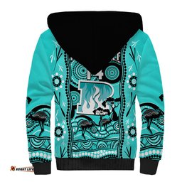 Custom Brisbane Heat Cricket Sherpa Hoodie Happy Australia Day Aboriginal Art