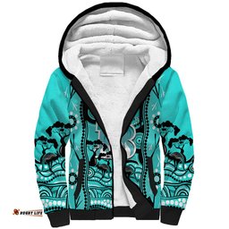 Custom Brisbane Heat Cricket Sherpa Hoodie Happy Australia Day Aboriginal Art