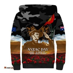 Australia ANZAC Day Sherpa Hoodie Lest We Forget Australian Army Corps
