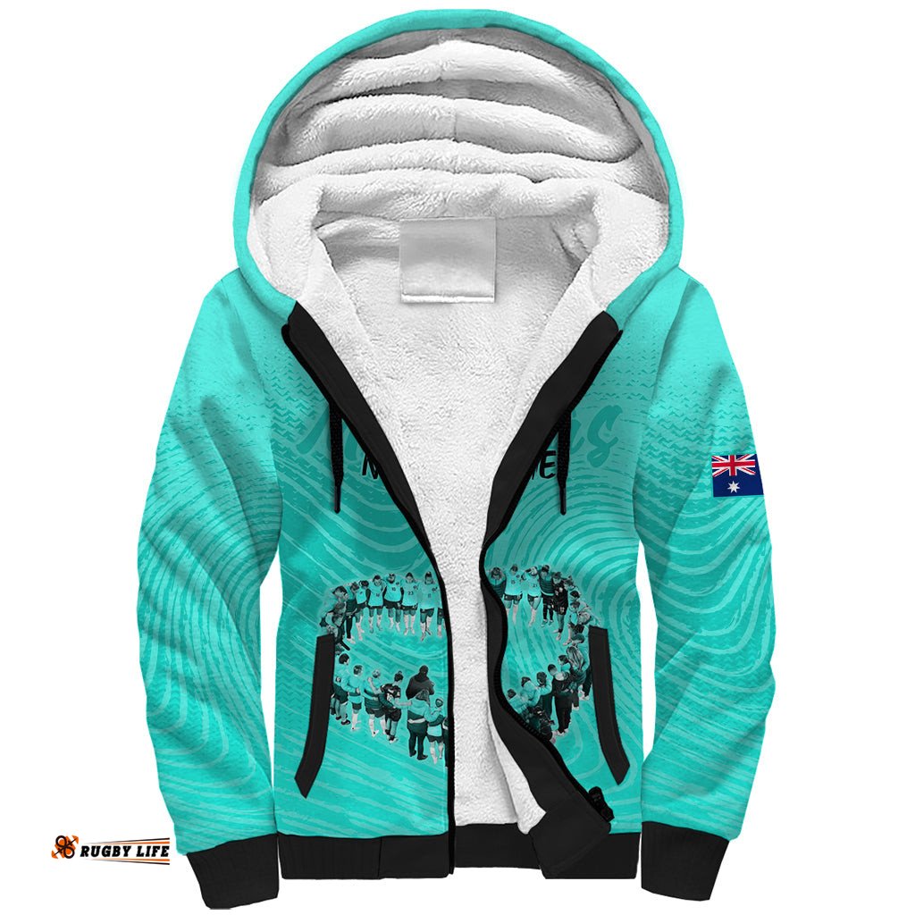 Matildas Til Its Done Custom Sherpa Hoodie Australia Womens Soccer Turquoise Style