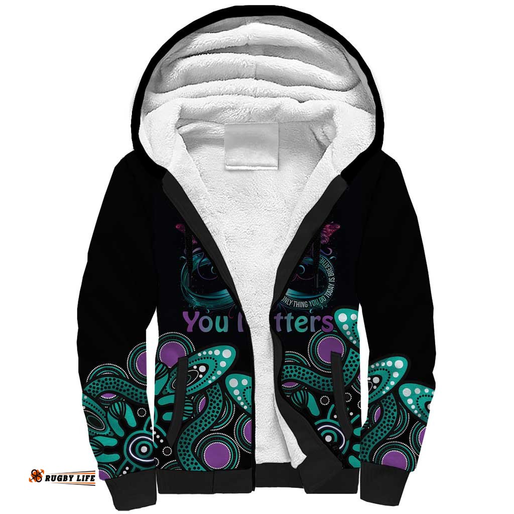 Personalised Hope Fight Suicide Prevention Awareness Sherpa Hoodie Aboriginal Motif
