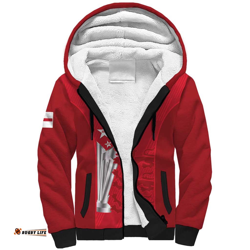 Custom England Cricket Sherpa Hoodie 3rd Champions World Cup Proud