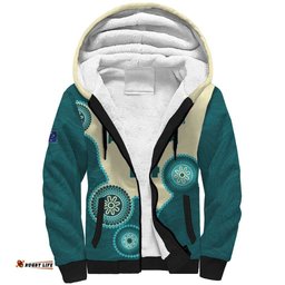 Custom Australia Boomers Sherpa Hoodie Aboriginal With Marble Pattern - Cyan
