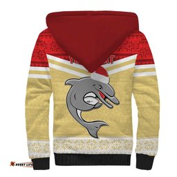 NRL Dolphins Mascot Christmas Personalised Sherpa Hoodie God Style