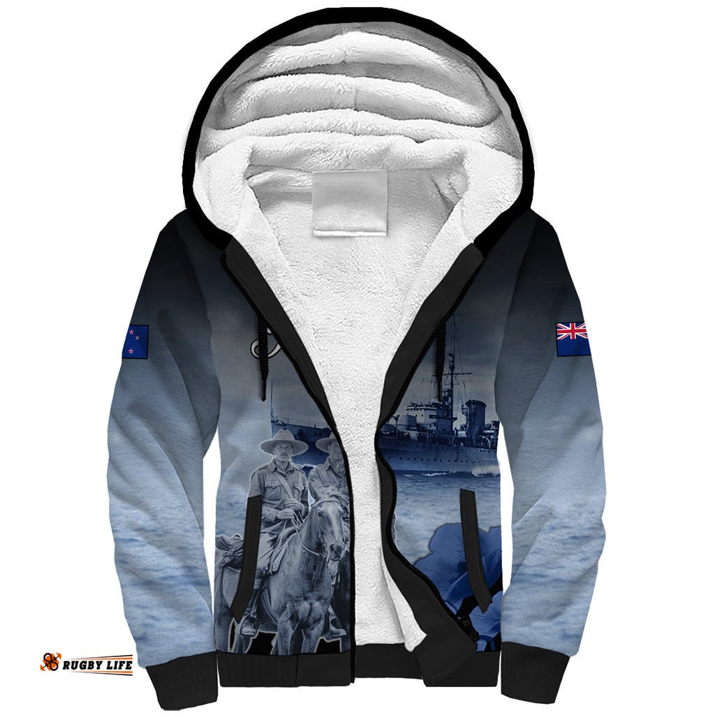 New Zealand ANZAC Day Sherpa Hoodie HMNZS Achilles We Will Remember Them