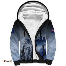New Zealand ANZAC Day Sherpa Hoodie HMNZS Achilles We Will Remember Them