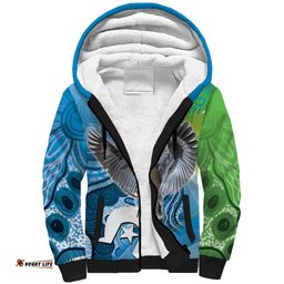 Vivid Kookaburra NAIDOC 2024 Sherpa Hoodie Aboriginal Art Style
