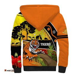 Tigers Rugby ANZAC Day Sherpa Hoodie Wests Mascot Rosemary Starry Night