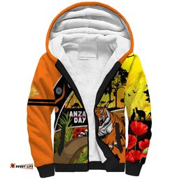 Tigers Rugby ANZAC Day Sherpa Hoodie Wests Mascot Rosemary Starry Night